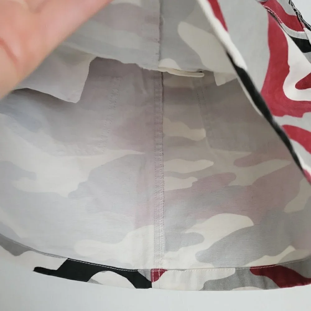 Forever 21 Red Black White Army Camouflage Mini Denim Jean Skirt Size Small